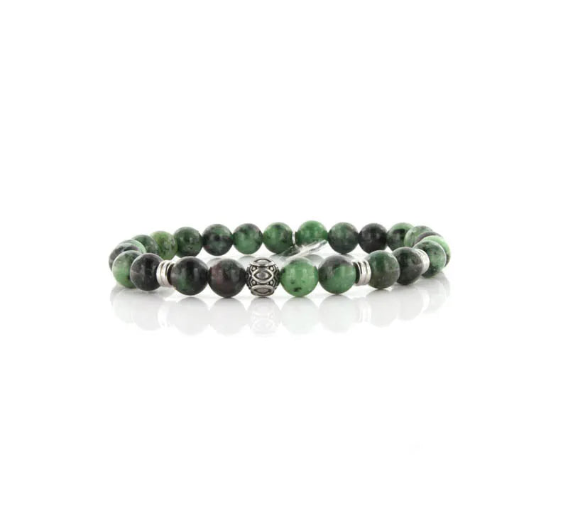 Bracciale in Acciaio con pietre malachite verdi