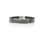Bracciale in Acciaio rigido in caucciù nero con borchie