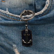 PortachiaviI in Acciaio con ancora su piastra nera