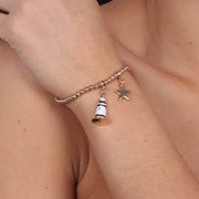 Bracciale in Metallo con ciondolo faro pendente, impreziosito da smalti colorati
