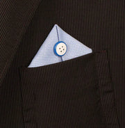 Spilla in Metallo a forma di bottone, impreziosito da smalto blu e bianco