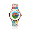 Orologio Analogico Met. con quadrante impreziosito da disegno etna e fico d'india, maglia a stampa maiolica colorata