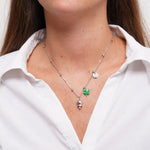 Collana in Acciaio con quadrifoglio pendente in smalto verde e campanella - BYSIMON gioielli