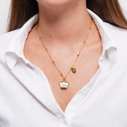 Collana in Acciaio con borsa bianca scritta Capri pendente