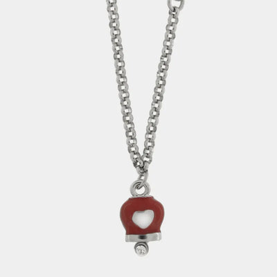 Collana in Acciaio con campanella portafortuna rossa con cuore - BYSIMON gioielli