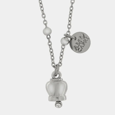 Collana in Acciaio con campanella portafortuna, impreziosita da punto luce - BYSIMON gioielli