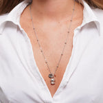Collana in Acciaio con campanella portafortuna, impreziosita da cristalli - BYSIMON gioielli