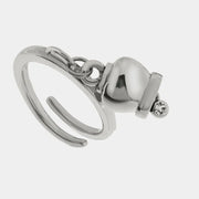 Anello in Acciaio con campanella portafortuna impreziosita da punto luce