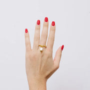 Anello in Acciaio con campanella portafortuna bianca e oro