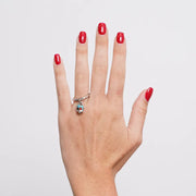 Anello in Acciaio con campanella impreziosita da smalti multicolore