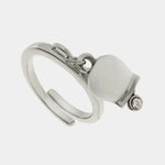 Anello in Acciaio con campanella portafortuna bianca e punto luce - BYSIMON gioielli