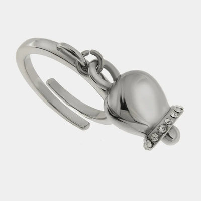 Anello in Acciaio con campanella portafortuna impreziosita da cristalli - BYSIMON gioielli