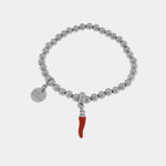 Bracciale in Acciaio con cornetto rosso portafortuna - BYSIMON gioielli