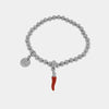 Bracciale in Acciaio con cornetto rosso portafortuna