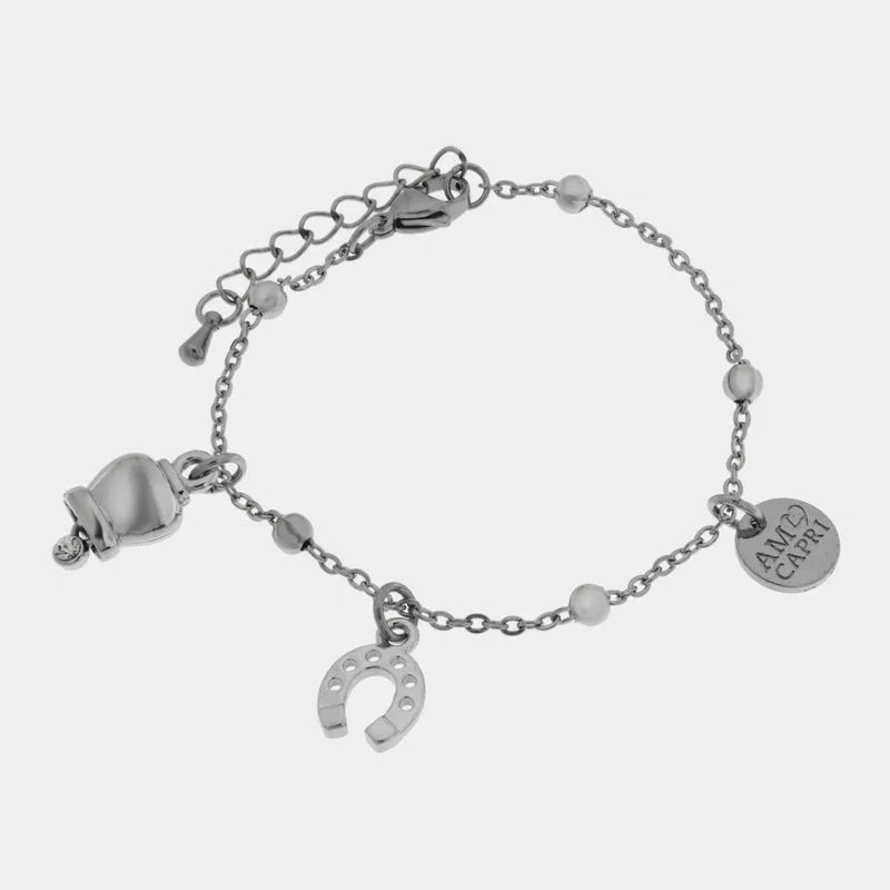 Bracciale in Acciaio con campanella e ferro di cavallo - BYSIMON gioielli