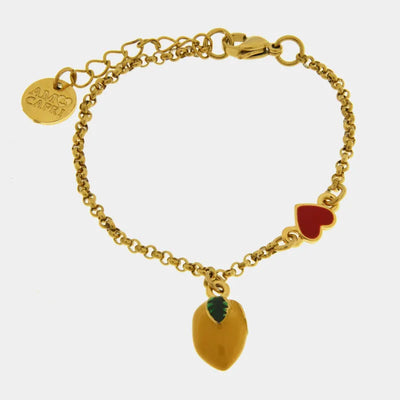 Bracciale in Acciaio con limone e cuore rosso - BYSIMON gioielli