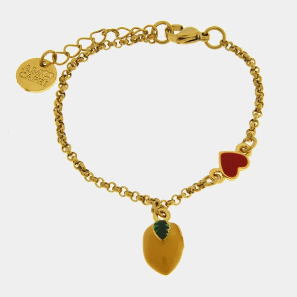 Bracciale in Acciaio con limone e cuore rosso - BYSIMON gioielli