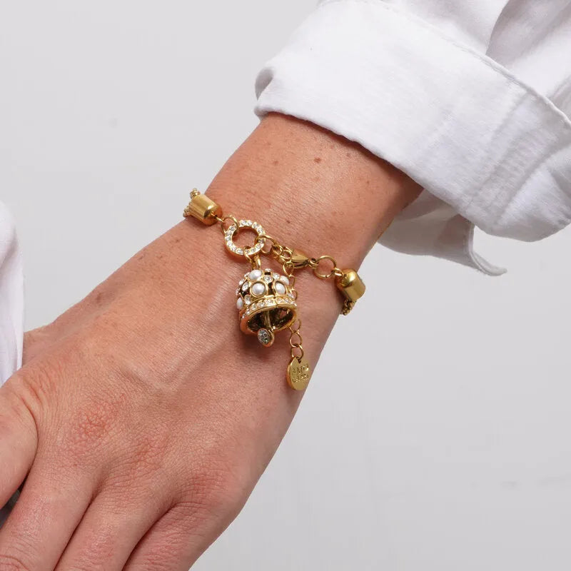 Bracciale in Acciaio campanella con cristalli bianchi - BYSIMON gioielli