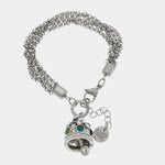 Bracciale in Acciaio campana pendente con cristalli azzurri e bianchi - BYSIMON gioielli