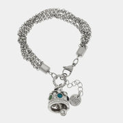 Bracciale in Acciaio campana pendente con cristalli azzurri e bianchi