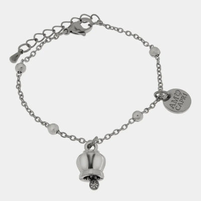 Bracciale in Acciaio con campanella portafortuna pendente - BYSIMON gioielli