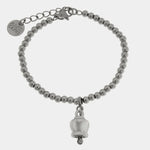 Bracciale in Acciaio maglia a sfere con campanella portafortuna - BYSIMON gioielli