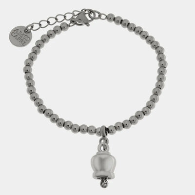 Bracciale in Acciaio maglia a sfere con campanella portafortuna - BYSIMON gioielli