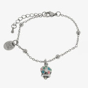 Bracciale in Acciaio con campanella con smalti multicolore e punto luce