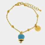 Bracciale in Acciaio con campanella portafortuna  verde acqua - BYSIMON gioielli