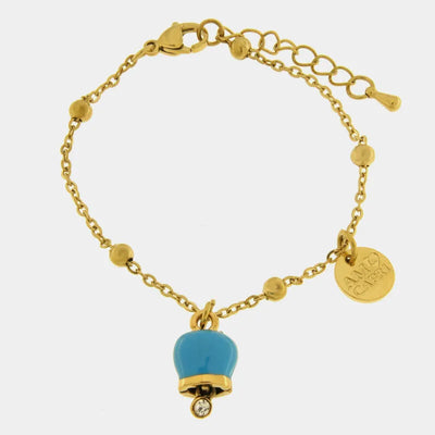 Bracciale in Acciaio con campanella portafortuna  verde acqua - BYSIMON gioielli