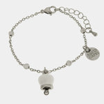 Bracciale in Acciaio con campanella portafortuna bianca - BYSIMON gioielli