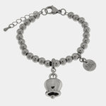 Bracciale in Acciaio maglia a sfere, con campanella portafortuna impreziosita da cristalli - BYSIMON gioielli