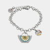 Bracciale in Acciaio con coffa siciliana impreziosita da disegno ruota carretto in smalti colorati