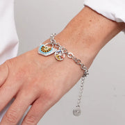 Bracciale in Acciaio con coffa siciliana impreziosita da disegno ruota carretto in smalti colorati