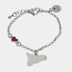 Bracciale in Acciaio con cuoricino e Sicilia pendente - BYSIMON gioielli