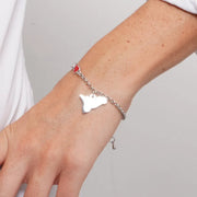 Bracciale in Acciaio con cuoricino e Sicilia pendente