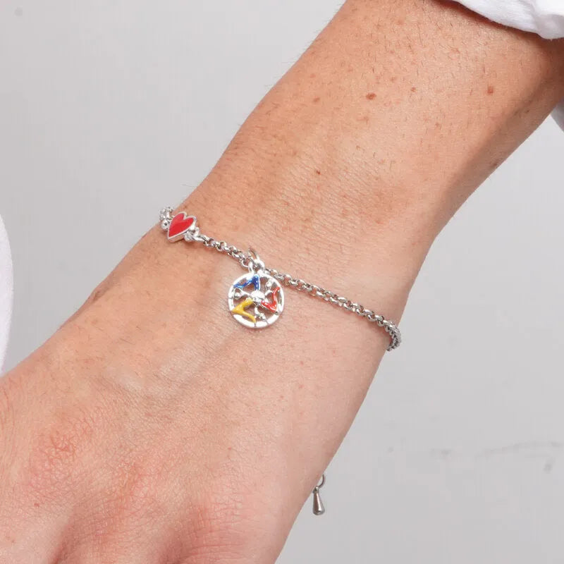 Bracciale in Acciaio con cuoricino e trinacria pendente