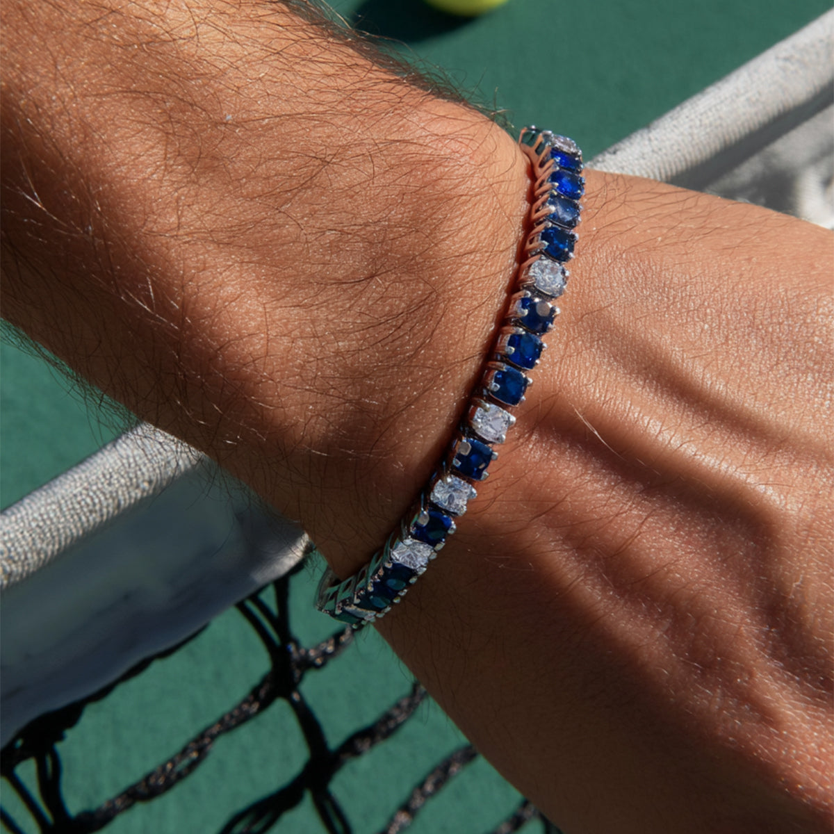 Bracciale in Acciaio con cristalli blu e trasparenti - BYSIMON gioielli