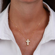 925 Silver necklace with cross embellished with zircons