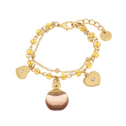 Metal bracelet with pink perfume for yellow stones