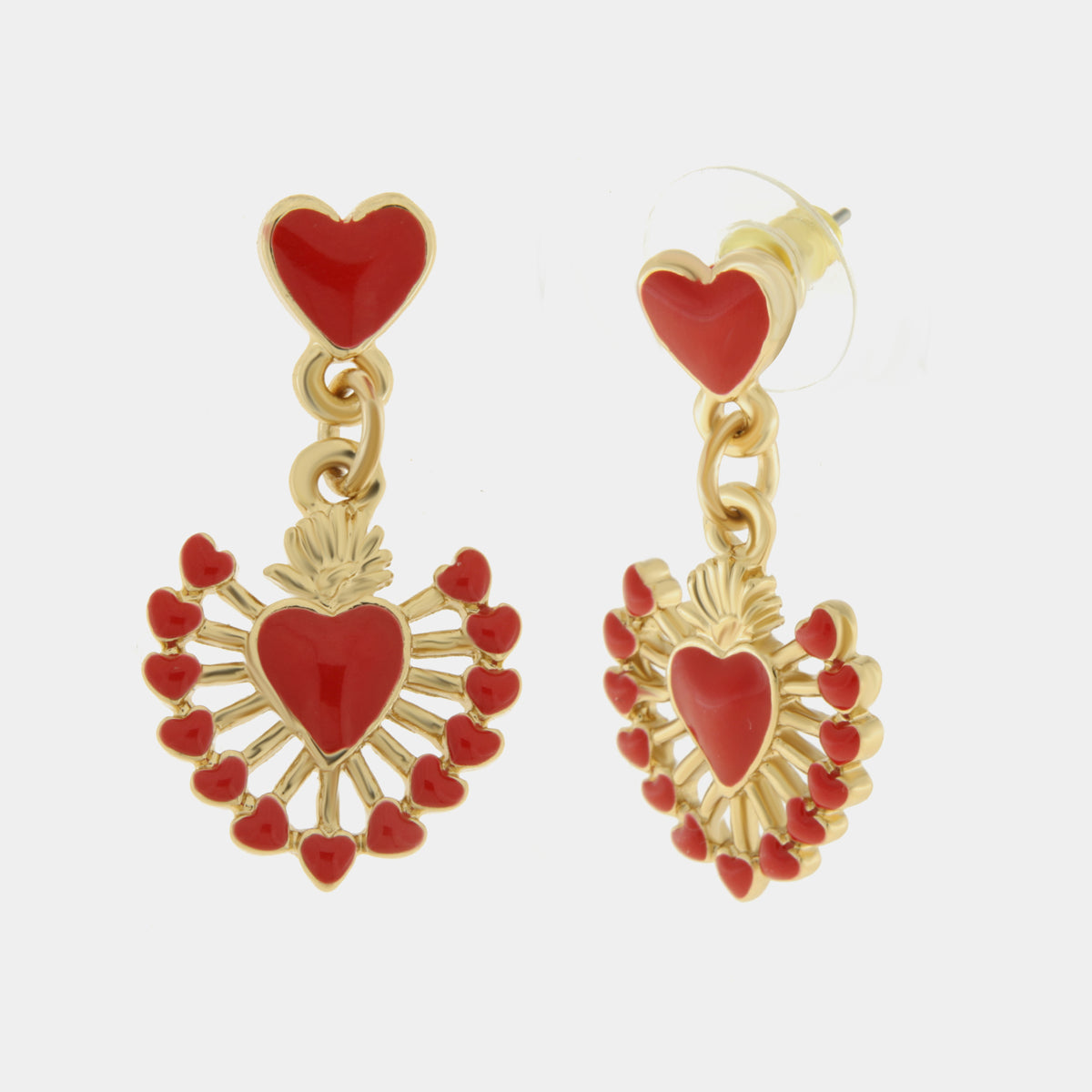 Orecchini in Metallo con cuore sacro rosso