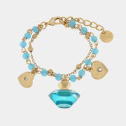 Metal bracelet with perfume and blue stones
