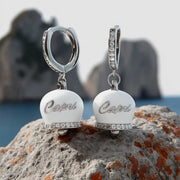 Orecchini in Argento 925 con campanella bianca Capri e zirconi
