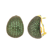 Orecchini in Argento 925  toppa impreziosita da pavè di zirconi verde smeraldo