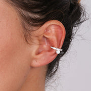 Ear Cuff in Argento con zirconi bianchi e zircone pendente