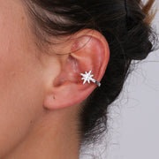 Ear Cuff in Argento con rosa dei venti a zirconi bianchi