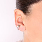 Ear Cuff in Argento con linee impreziosite da zirconi bianchi