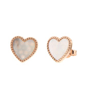 Orecchini in Argento 925 a forma di cuore con effetto madre perla