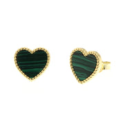 Orecchini in Argento 925 a forma di cuore con effetto verde diaspro