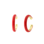 Ear Cuff in Argento a forma di cerchio smaltati rossi